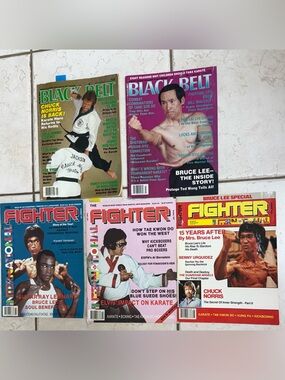 5 pack - 3 Fighter International & 2 Black Belt 1987 -1990 Collectable Magazines